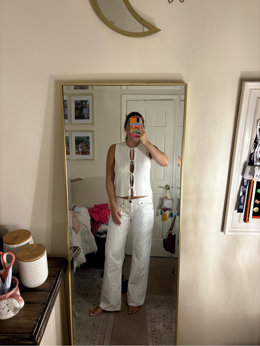 Sincerly Jules White Tie-Front Crop Tank
